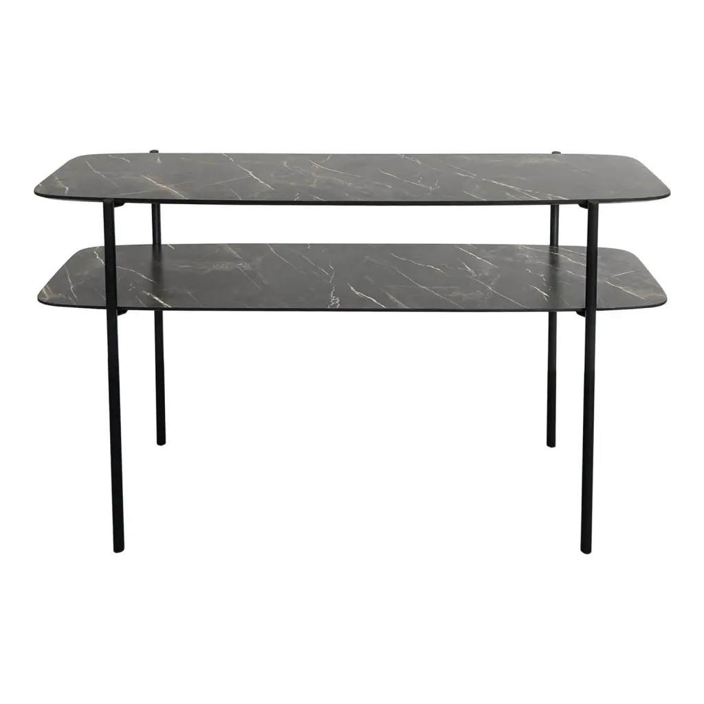 Agnesa 2 Tier Console Table with Dark Marble Effect