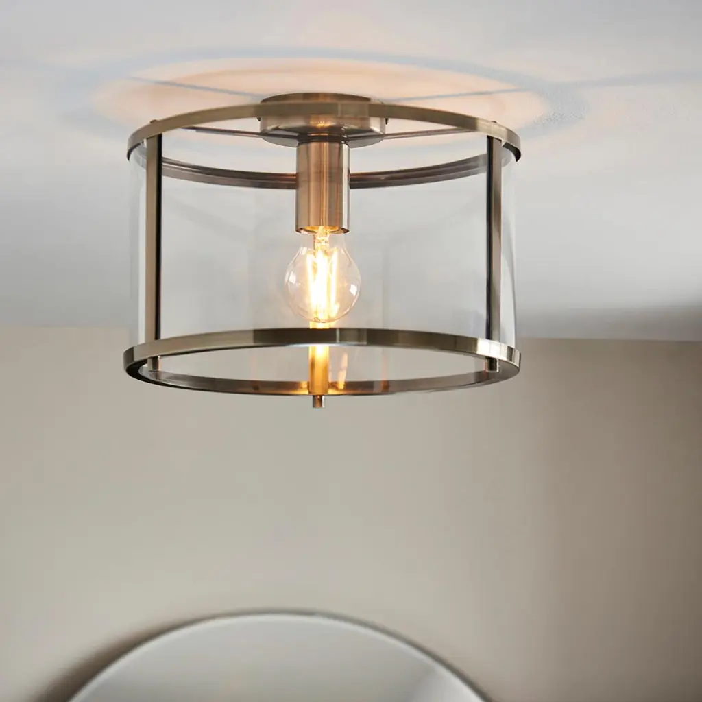 Hopton Antique Brass Flush Light