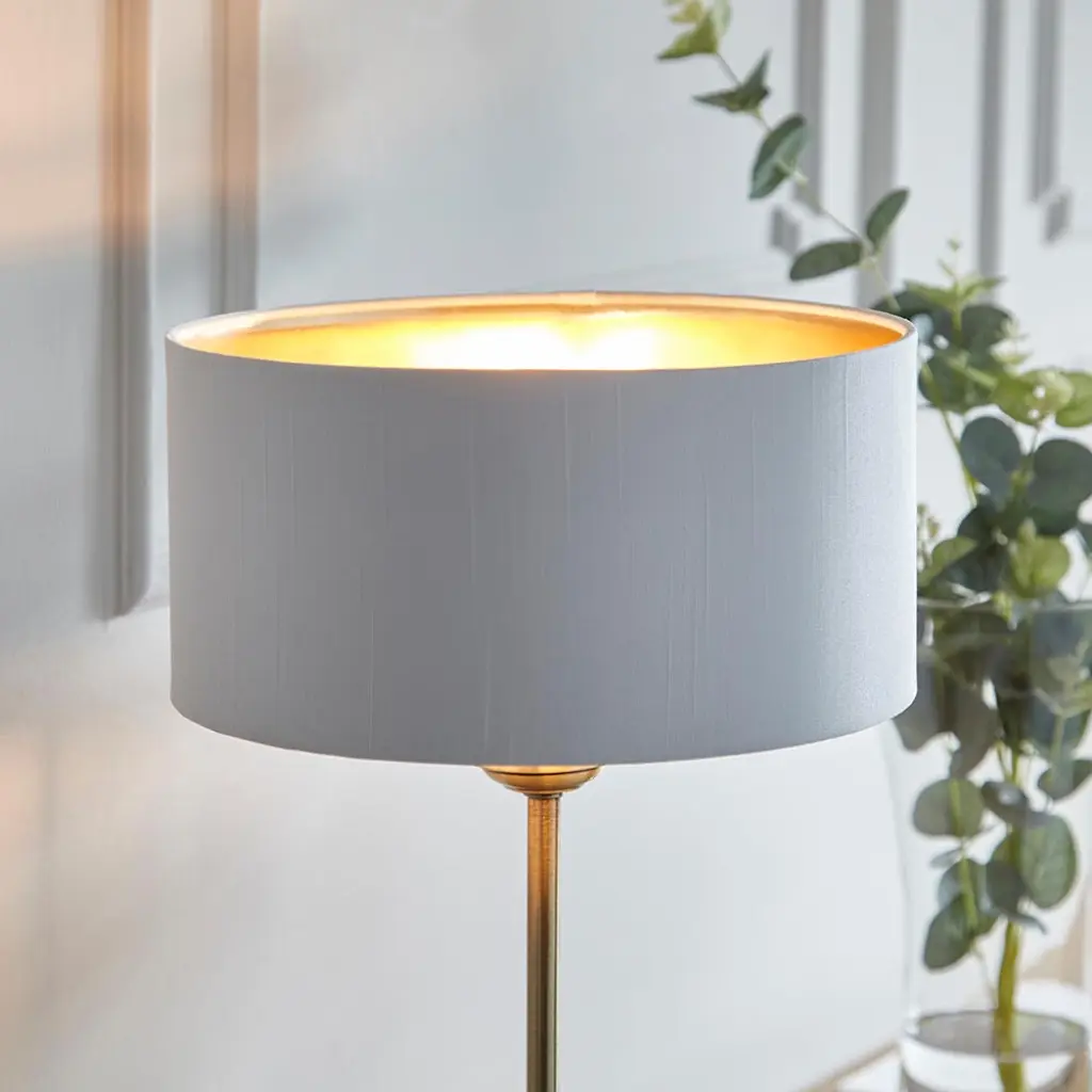 Highclere Single Table Lamp in Antique Brass C/W White Shade