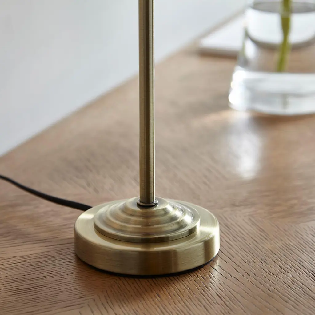 Highclere Single Table Lamp in Antique Brass C/W White Shade