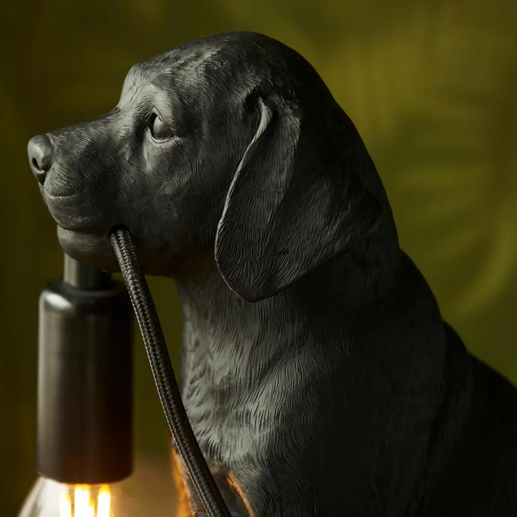 Labrador Puppy Table Lamp in Black Finish