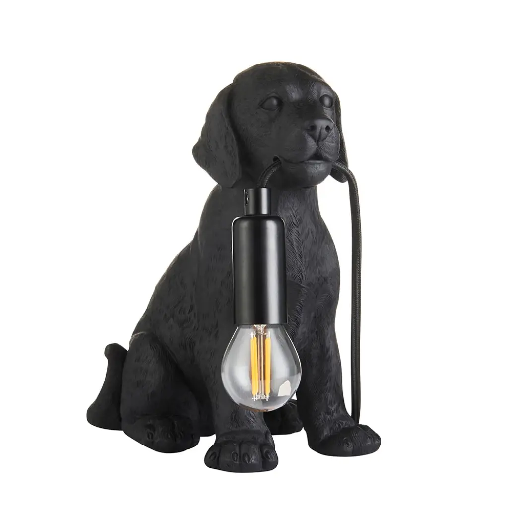 Labrador Puppy Table Lamp in Black Finish