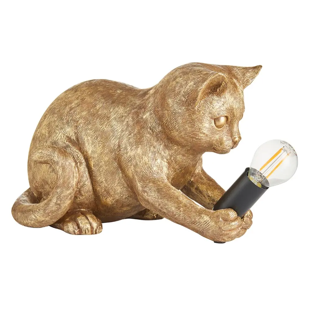 Kitten Table Lamp in Vintage Gold Finish