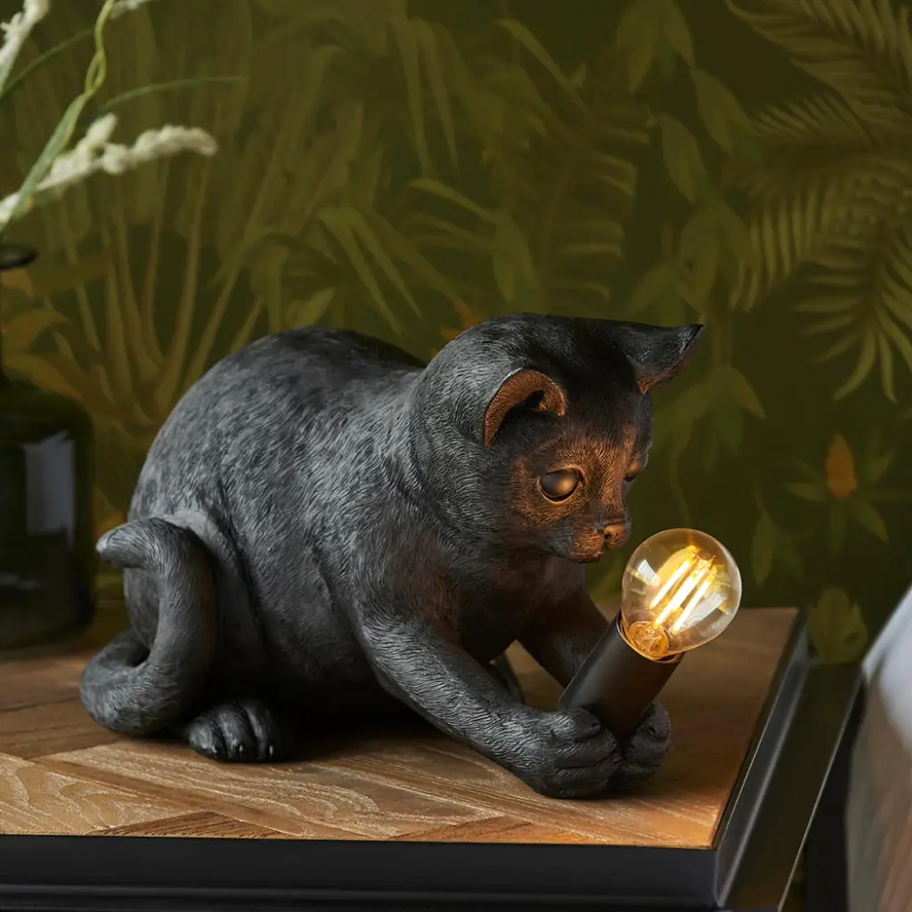Kitten Table Lamp in Black Finish
