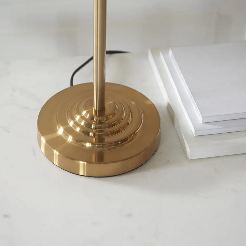 Highclere 3 Light Table Lamp in Brass C/W Natural Shade