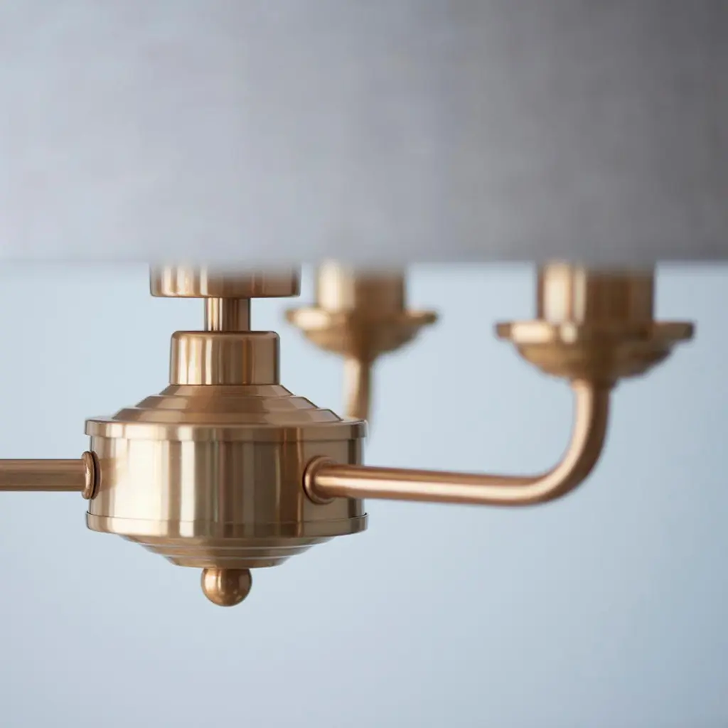 Highclere 3 Light Pendant in Brass C/W Natural Shade