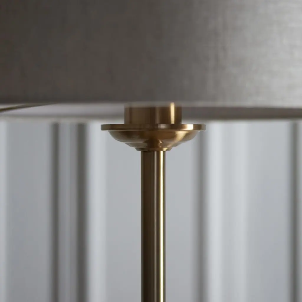 Highclere Single Floor Lamp in Brass C/W Natural Shade