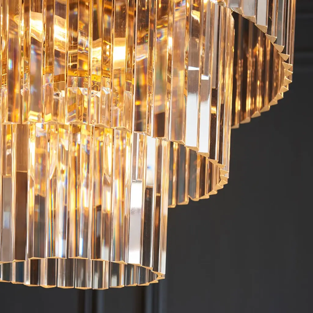 Conaston 7 Light Ceiling Pendant in Brass with Glass Drops