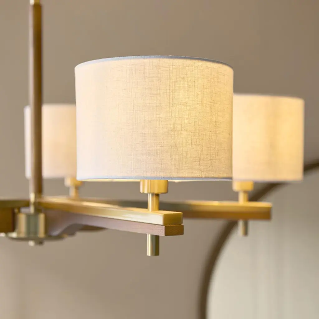 Heathcliff Ceiling Pendant in Ash Wood & Brass Finish