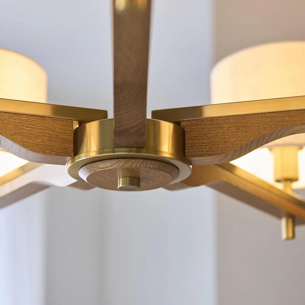 Heathcliff Ceiling Pendant in Ash Wood & Brass Finish