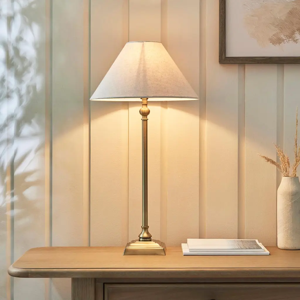 Lille Antique Brass Table Lamp C/W Shade