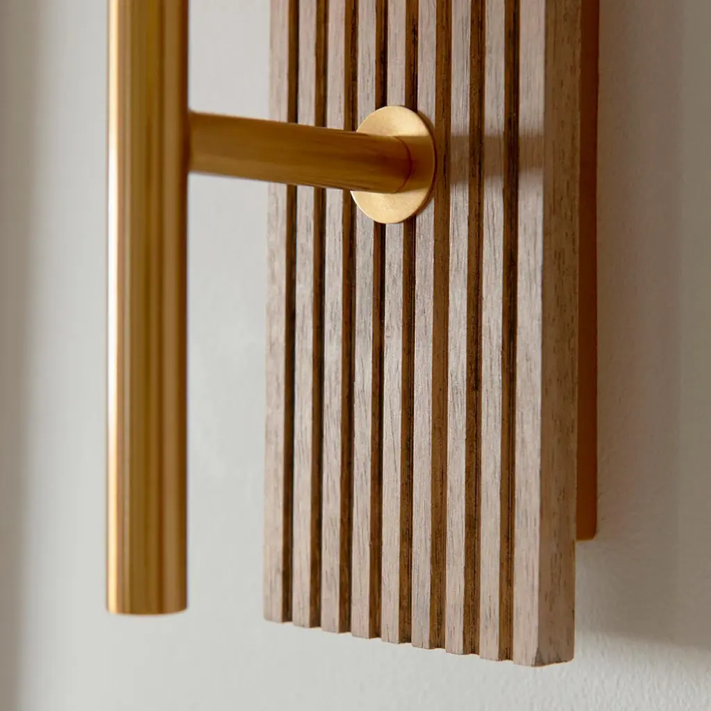 Grove Walnut Wooden Wall Light with Ribbed Glass