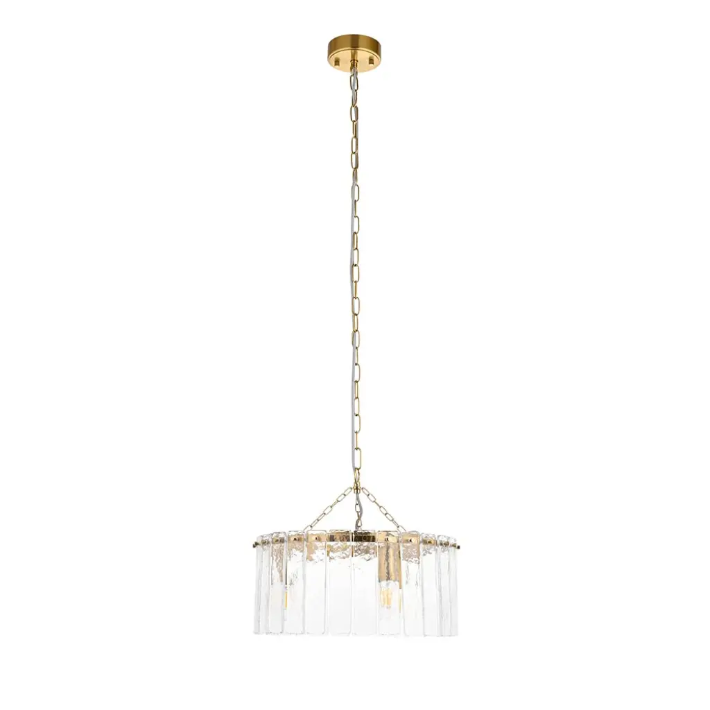 Karine 3 Light Pendant with Textured Glass