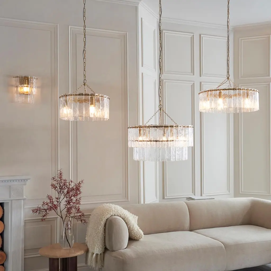 Karine Brass Wall Light with Textured Glass
