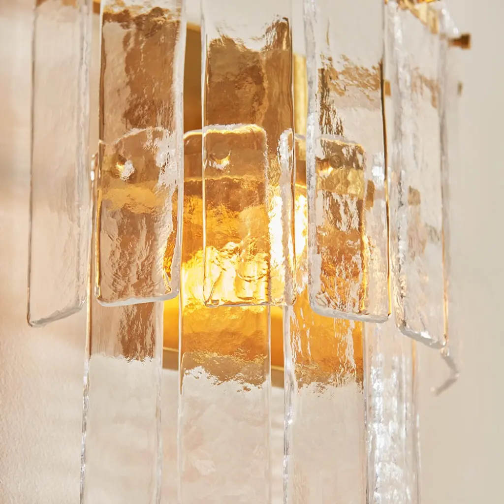 Karine Brass Wall Light with Textured Glass
