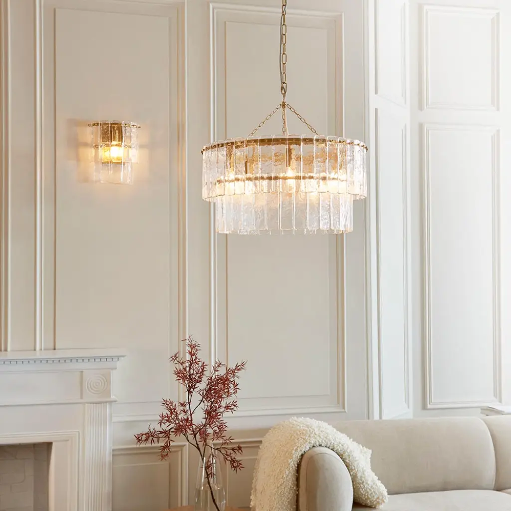 Karine Brass Wall Light with Textured Glass