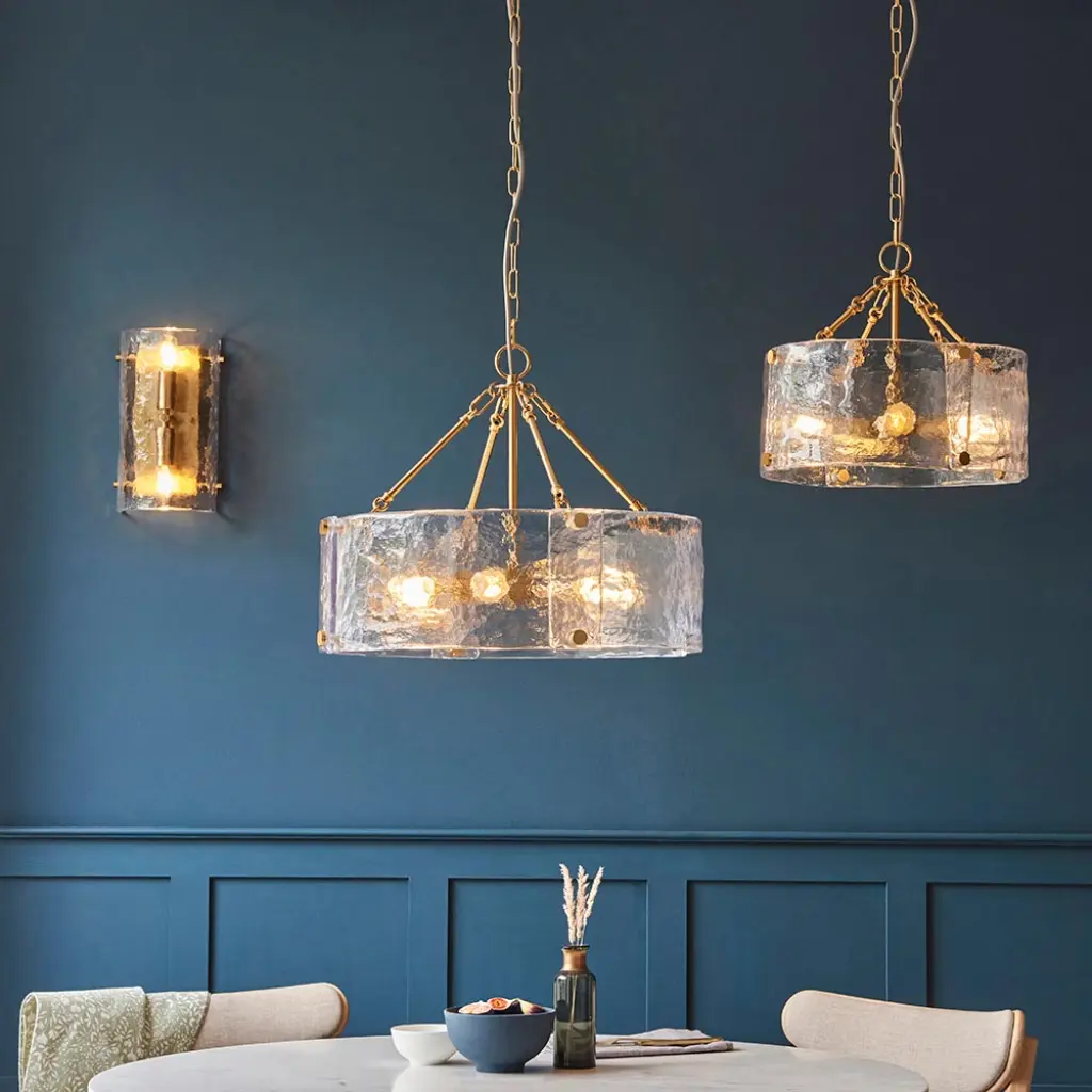 Keller 6 Light Ceiling Pendant with Cylindrical Textured Glass