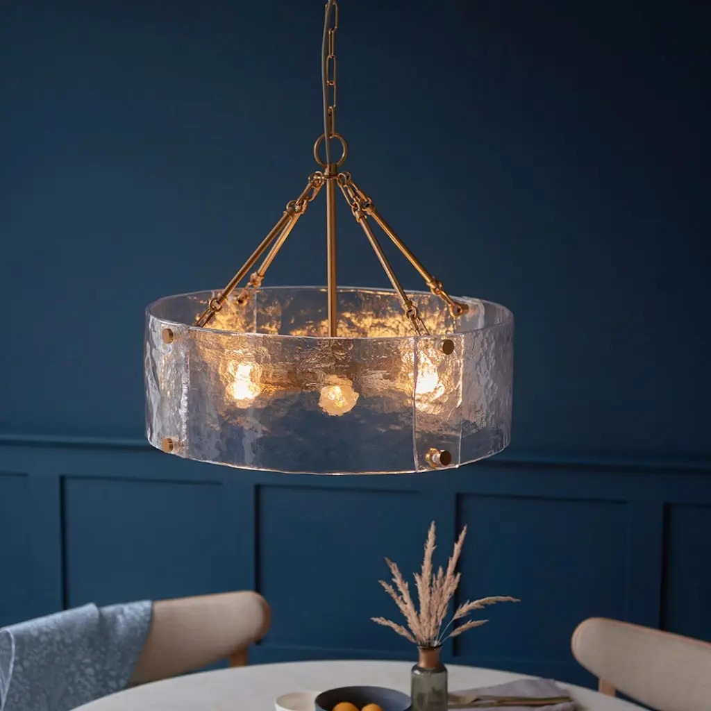 Keller 6 Light Ceiling Pendant with Cylindrical Textured Glass