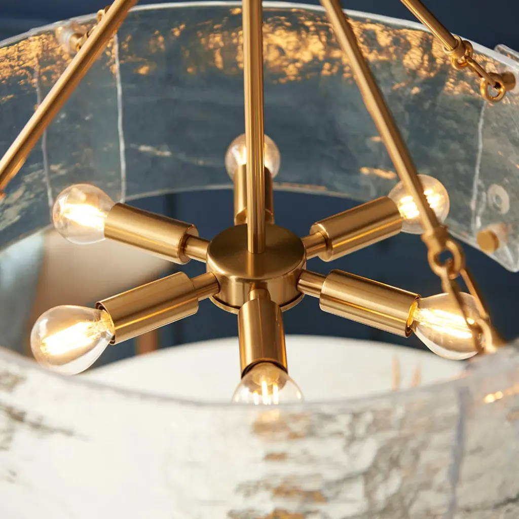 Keller 6 Light Ceiling Pendant with Cylindrical Textured Glass