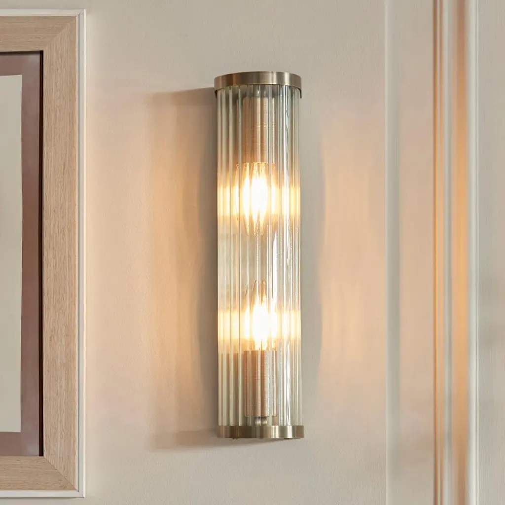 RidgetonDouble Antique Brass Wall Light
