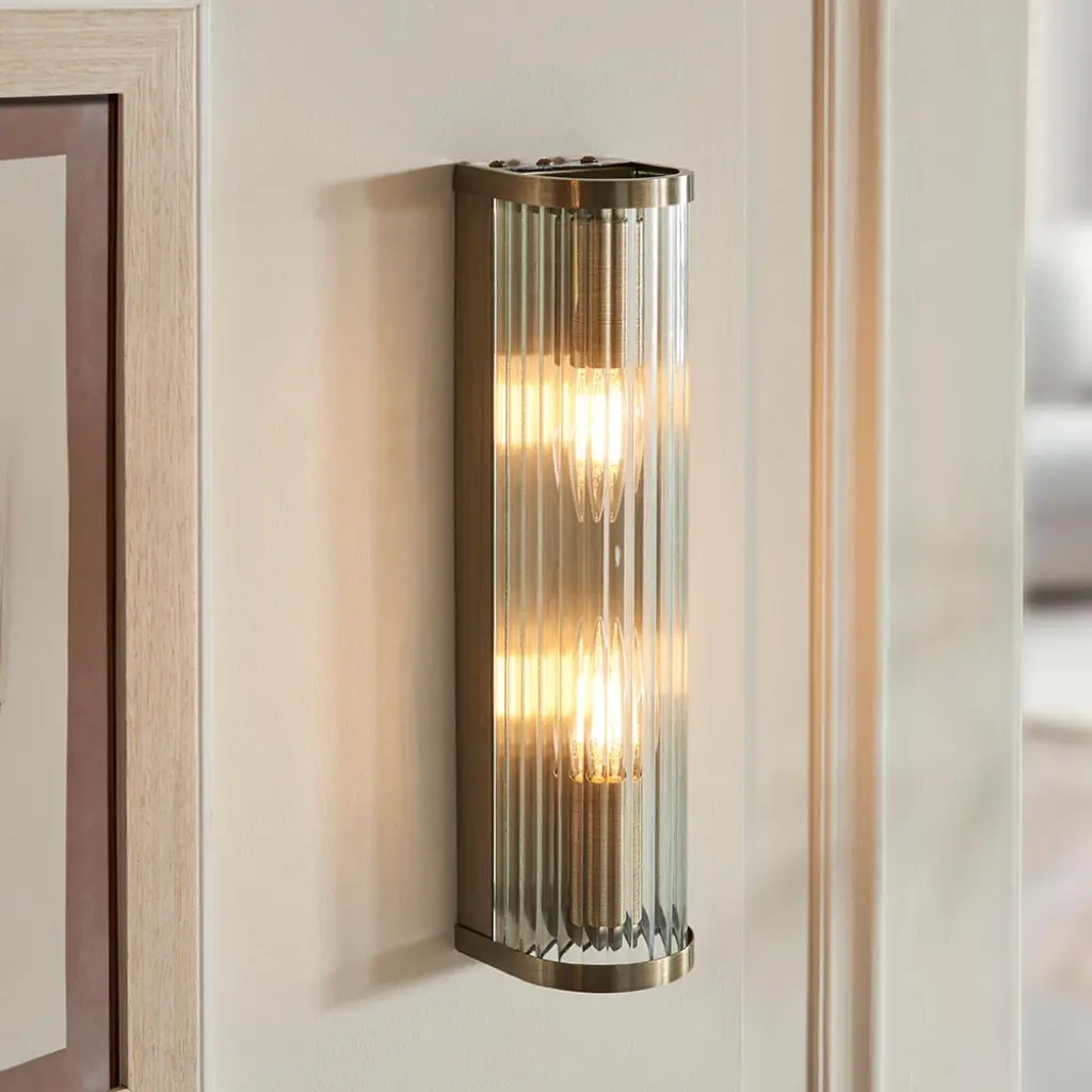 RidgetonDouble Antique Brass Wall Light