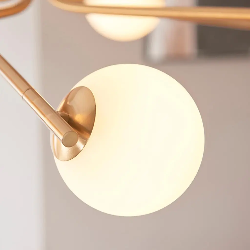 Aaron 10 Light Ceiling Pendant in Aged Brass & Opal Glass