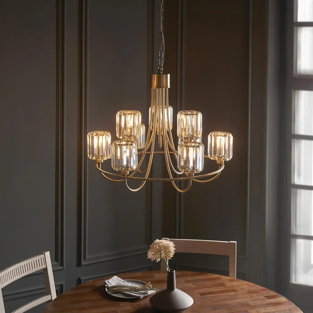 Berenice Tiered Antique Brass 9 Light Pendant