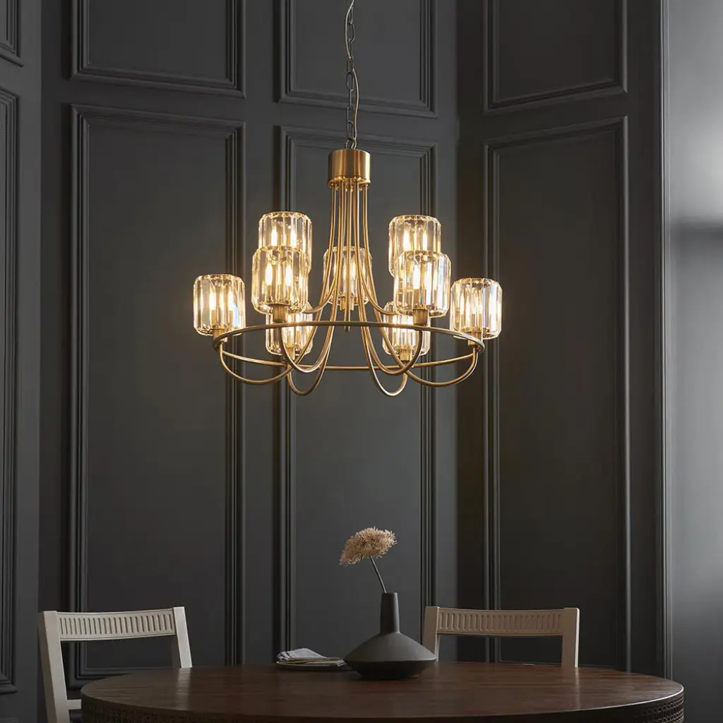Berenice Tiered Antique Brass 9 Light Pendant