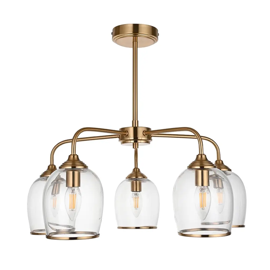 Ashcroft 5 Light Semi Flush with Clear Glass Shades