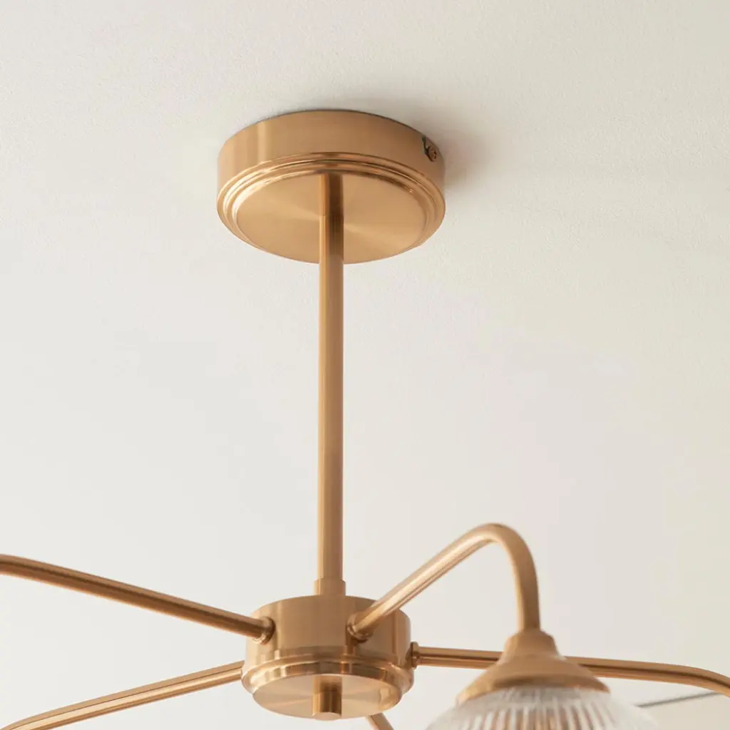 Ashcroft 5 Light Semi Flush with Ribbed Glass Shades