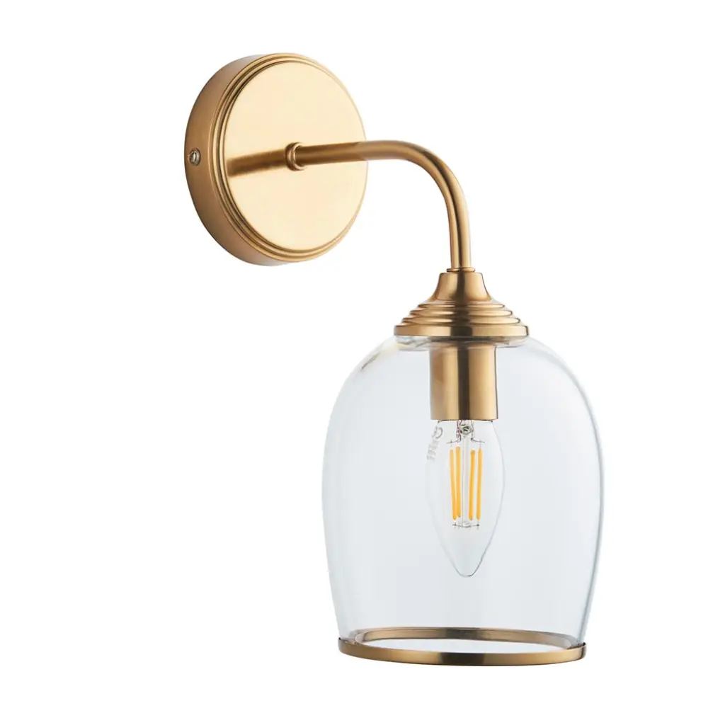 Ashcroft Brass Wall Fitting with Clear Glass Shade