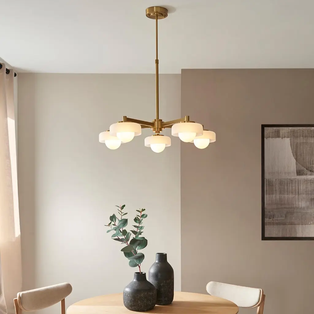 Boss 5 Light Ceiling Fitting in Brushed Brass