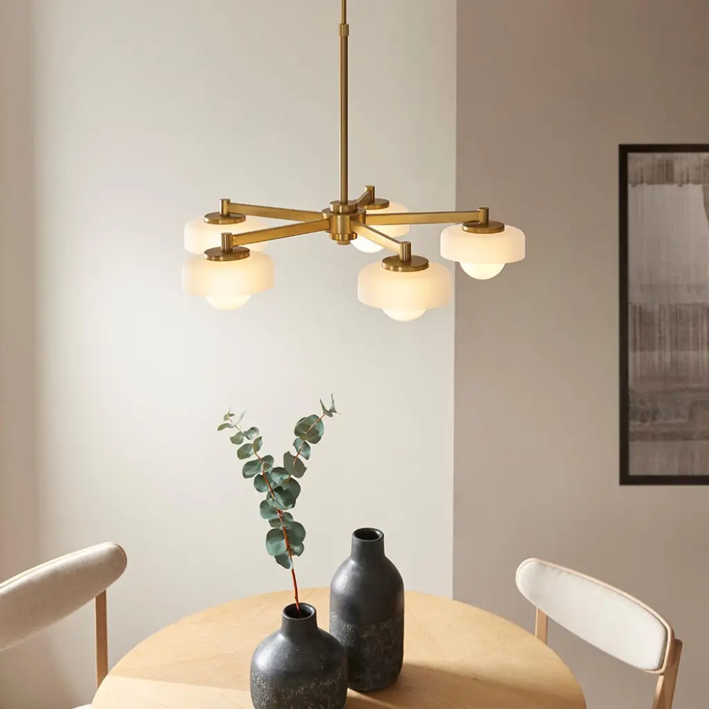 Boss 5 Light Ceiling Fitting in Brushed Brass