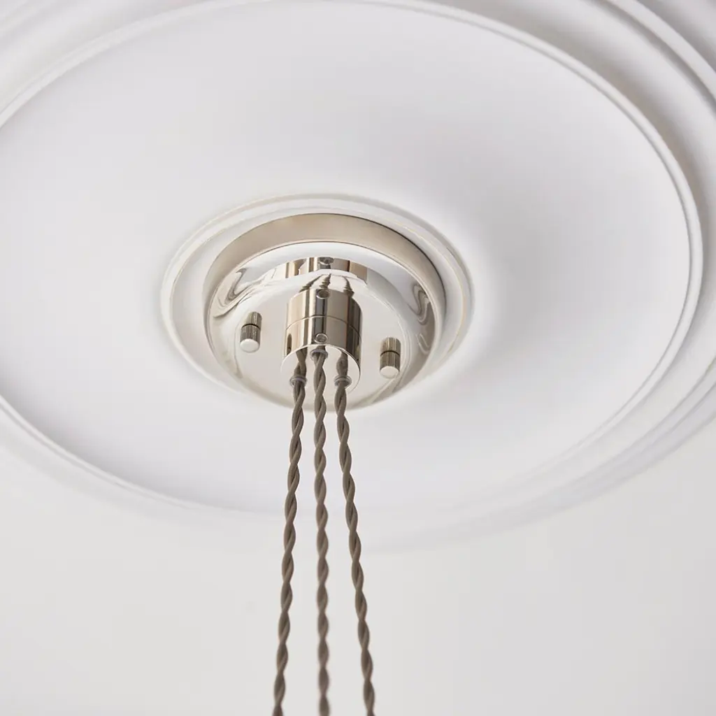 Mia Polished Nickel 3 Light Cluster Pendant with Ribbed Glass Shades