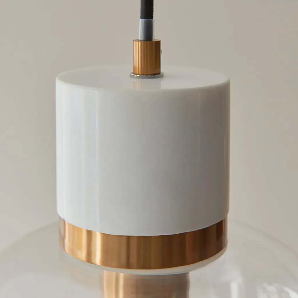Travi White Volaskas Marble Pendant C/W Clear Glass