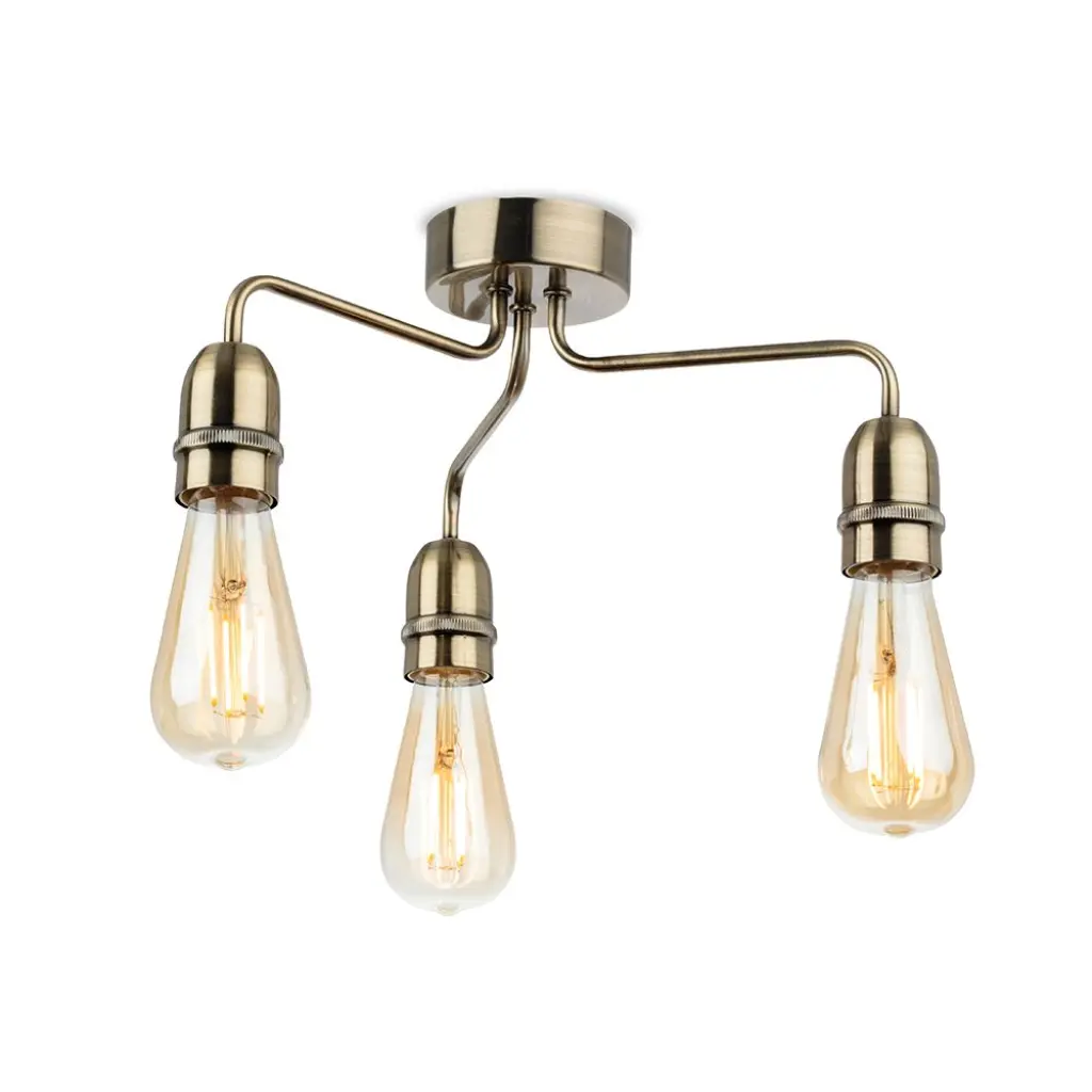 Leon 3 Light Flush in Antique Brass