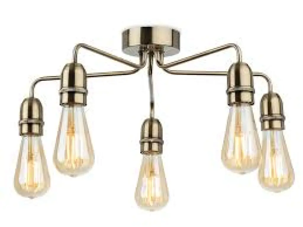 Leon 5 Light Flush in Antique Brass