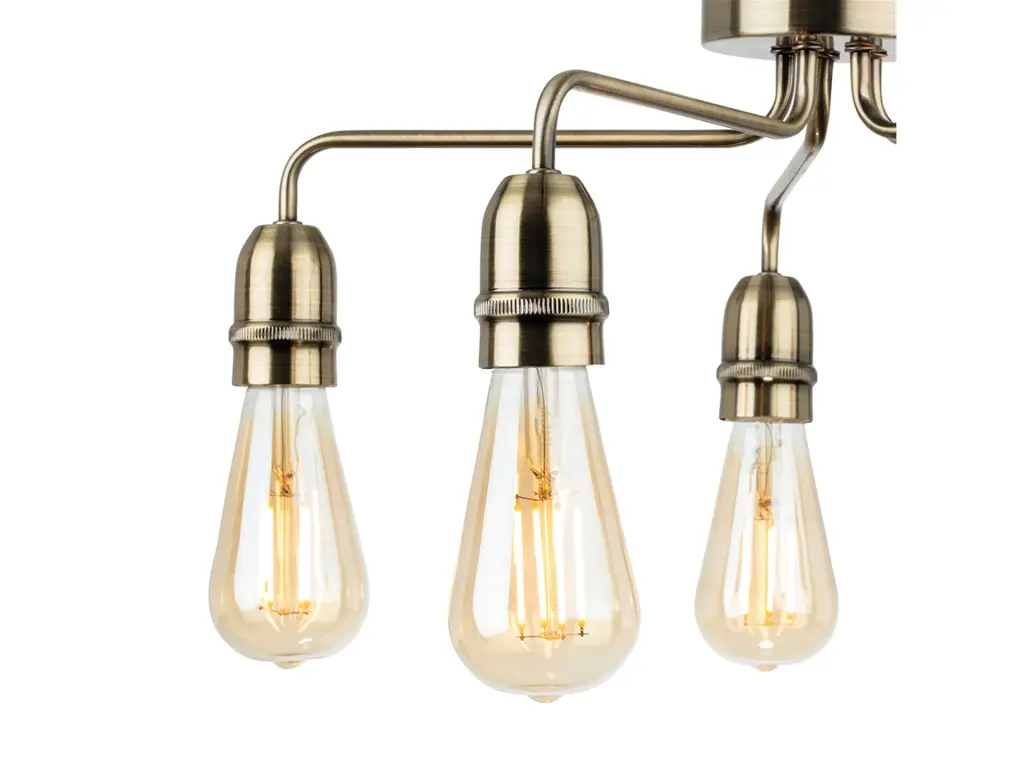 Leon 5 Light Flush in Antique Brass