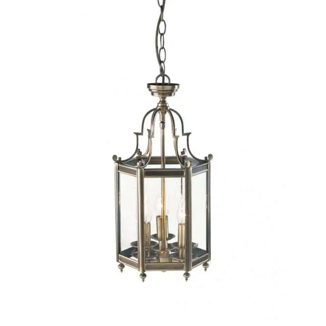 Moorgate 3-light antique brass dual mount  glass lantern