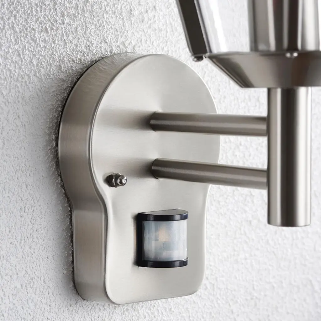 Inova PIR Wall Light in Brushed Stainless Steel Finish IP44