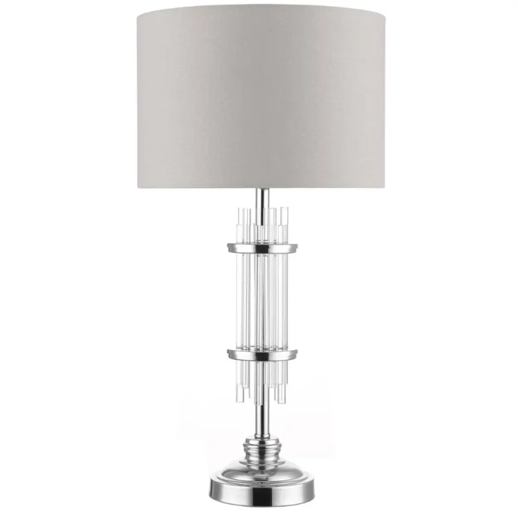 Chrysler Polished Chrome and Crystal Table Lamp c/w Shade