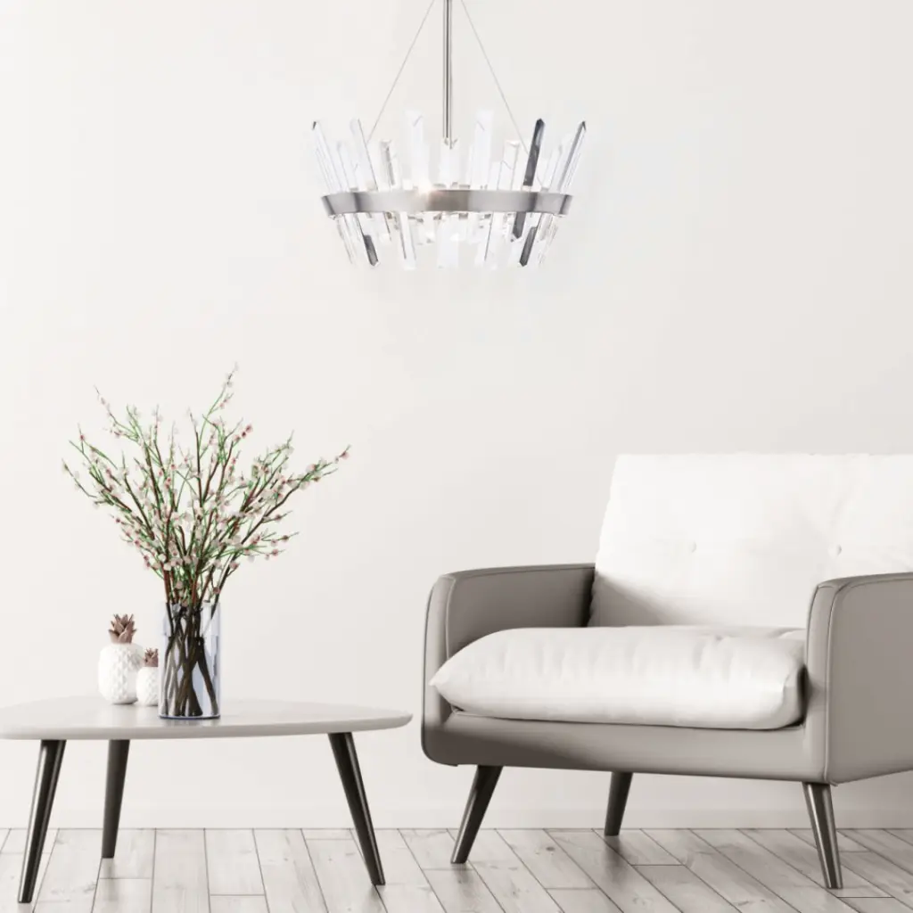 Strata 3 Light Crystal Pendant Satin Chrome