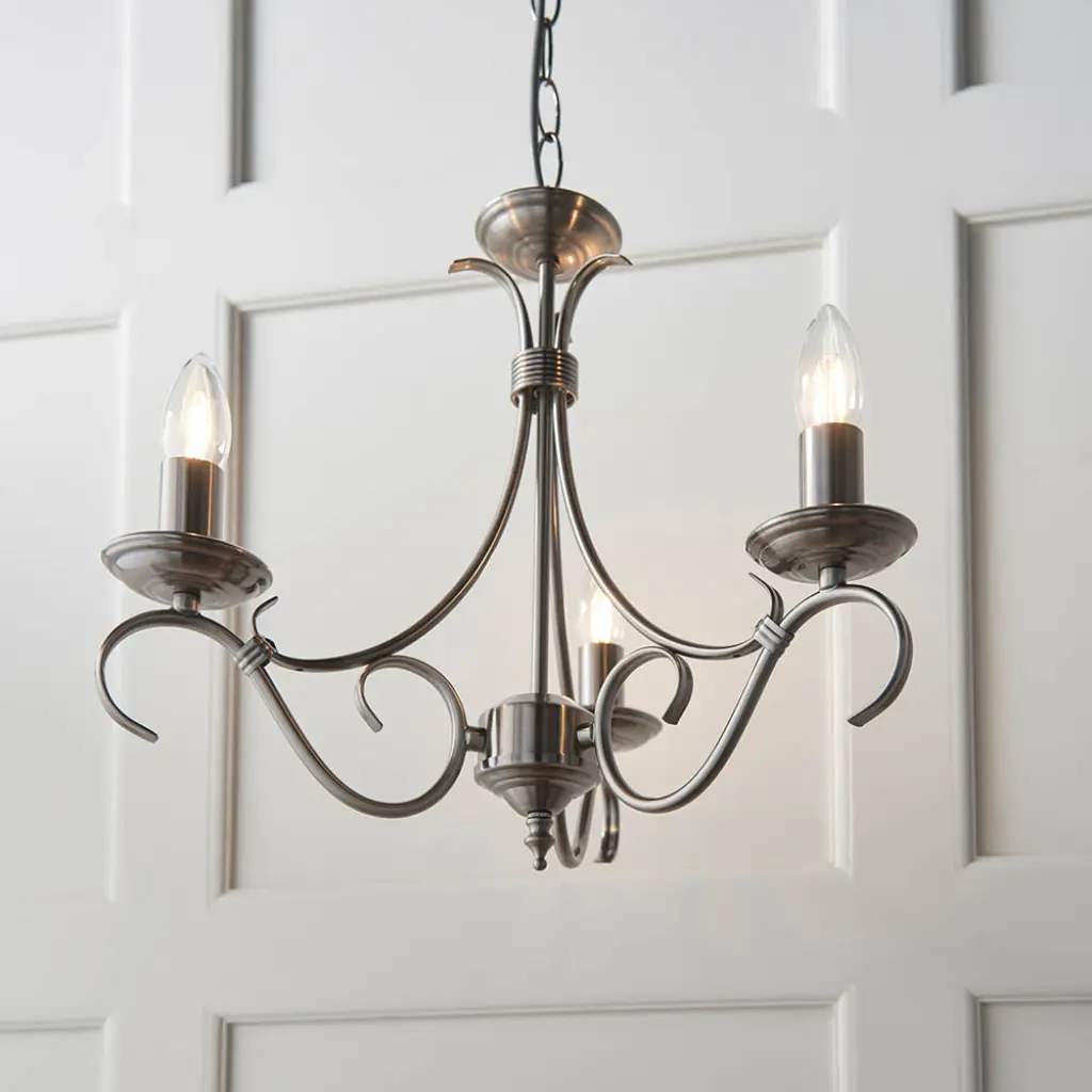 Bernice 3 Light Antique Silver Pendant