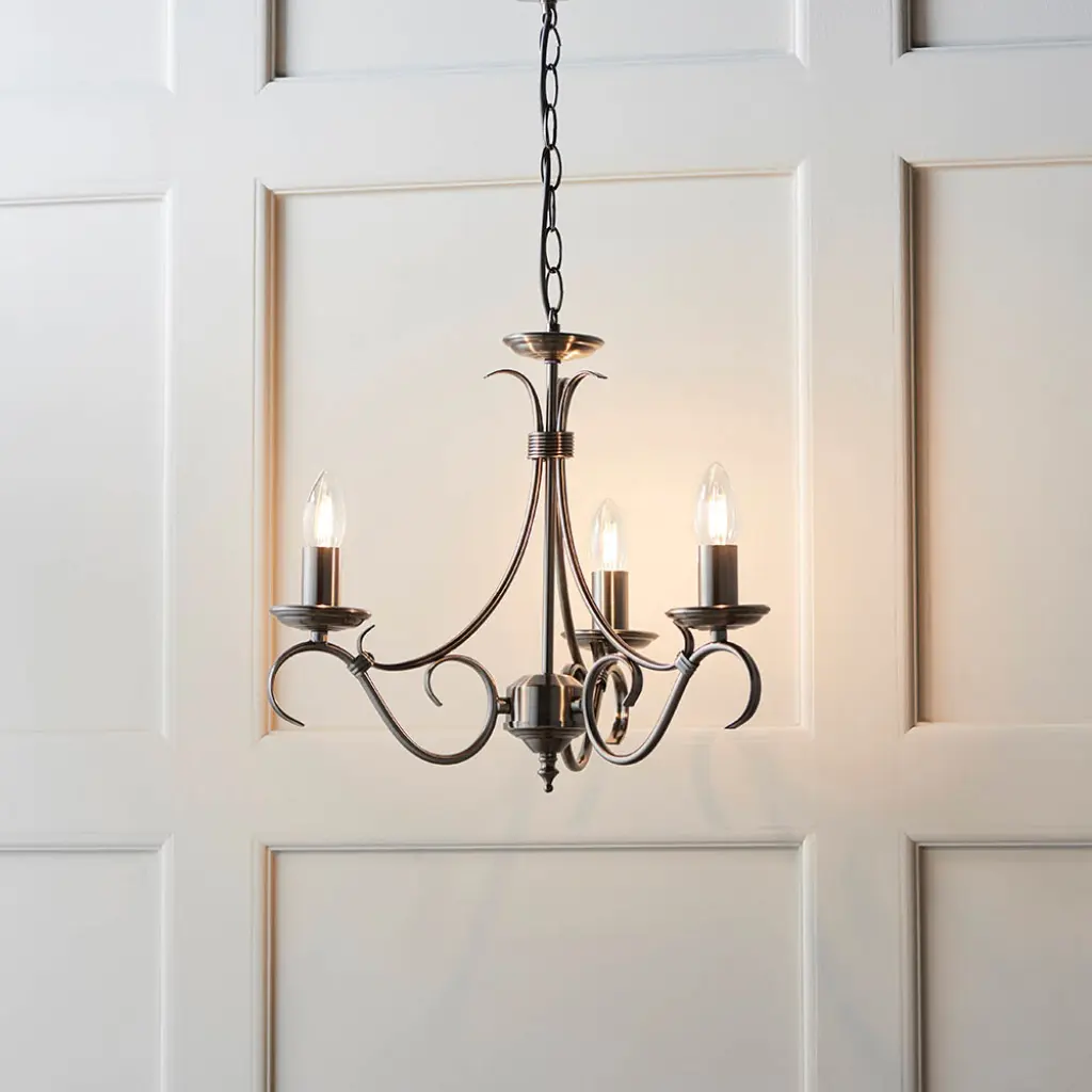 Bernice 3 Light Antique Silver Pendant
