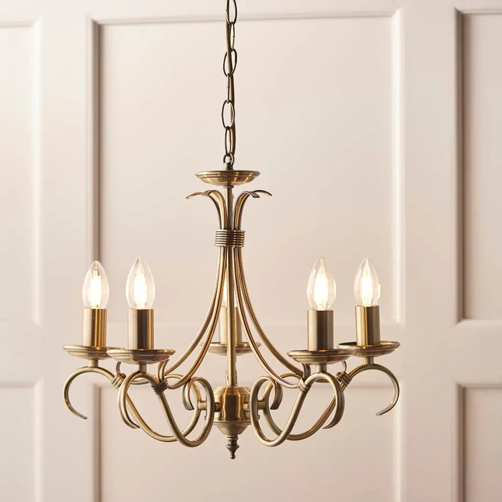 Bernice 5 Light Pendant in Antique Brass