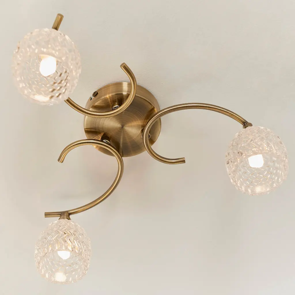 Boyer 3 Light Antique Brass Semi Flush
