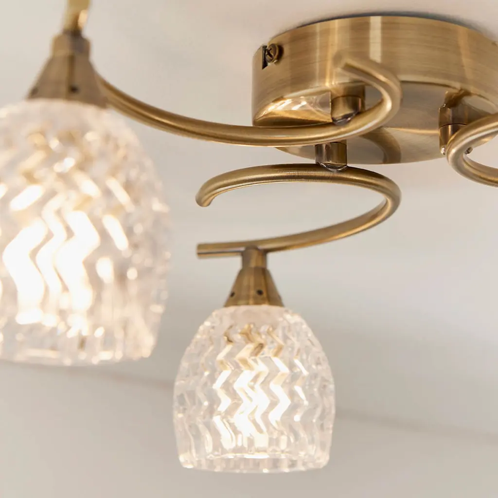 Boyer 3 Light Antique Brass Semi Flush