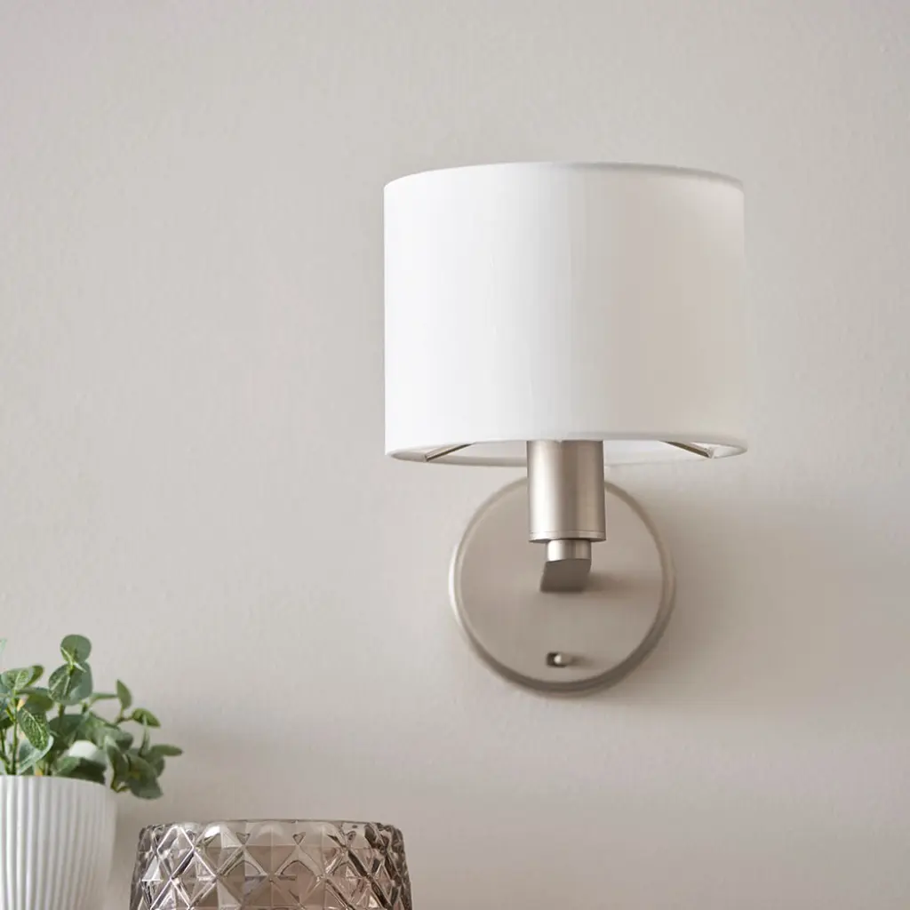 Daley Wall Light in Nickel C/W White Shade