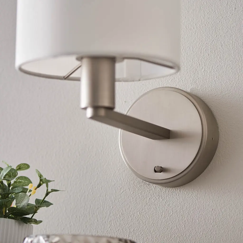 Daley Wall Light in Nickel C/W White Shade