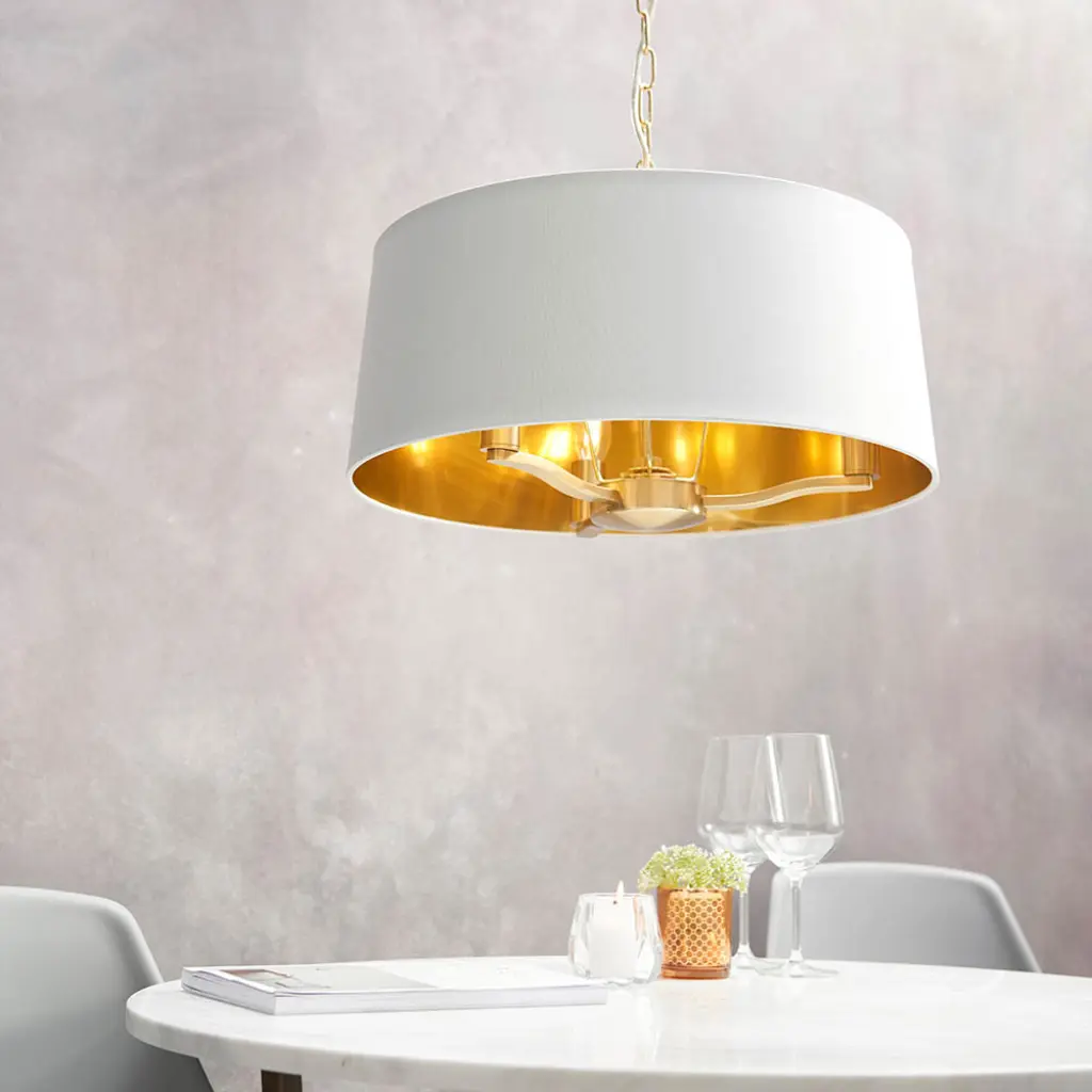 Harvey 3 Light with Drum Shade in Satin Gold